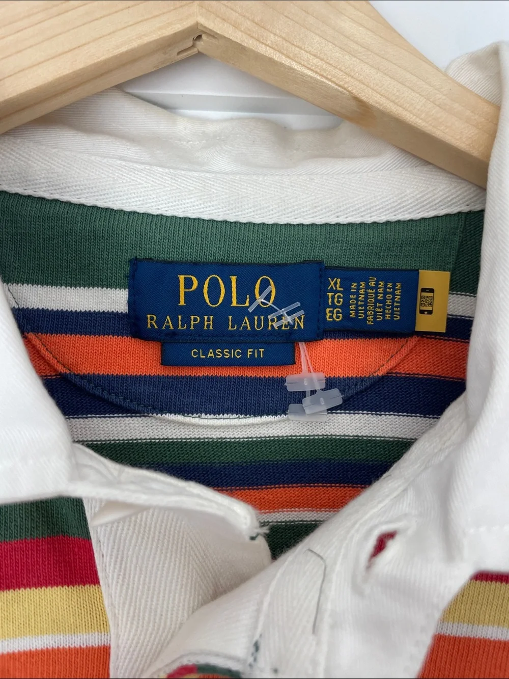 Polo by Ralph Lauren Green Rugby Shirt with Multicolor Stripes